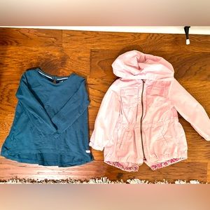 3T Rufflebutts shirt and Baby Gap pink jacket